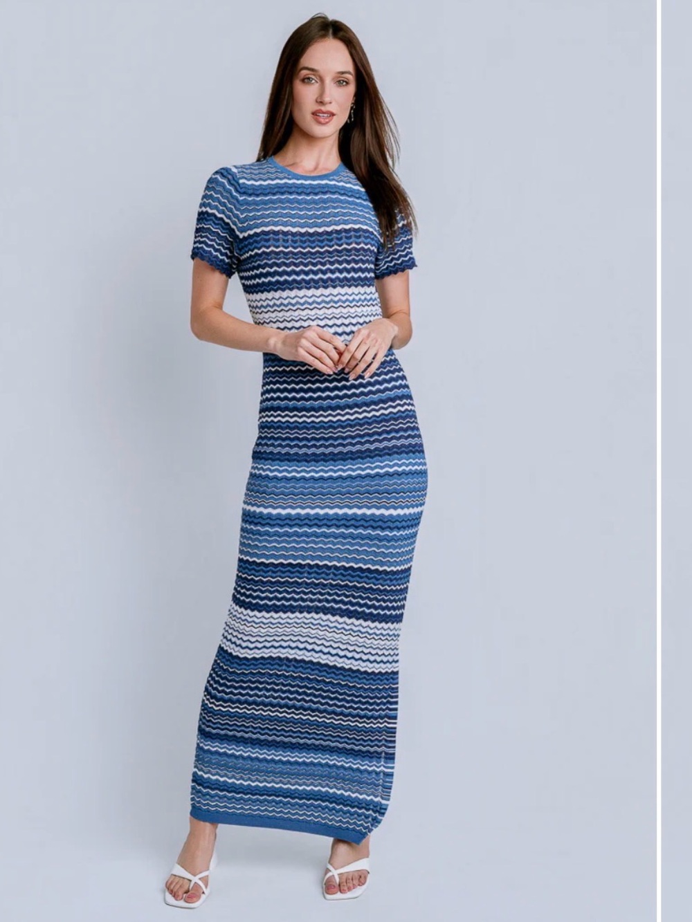 Kerisma Blue & White Wave-Stripe Maxi Dress